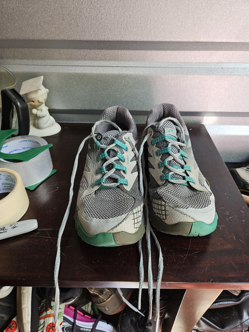 Merrell Allout Charge Womens  Gray Green Trail Terrain Running Sneakers Size 11